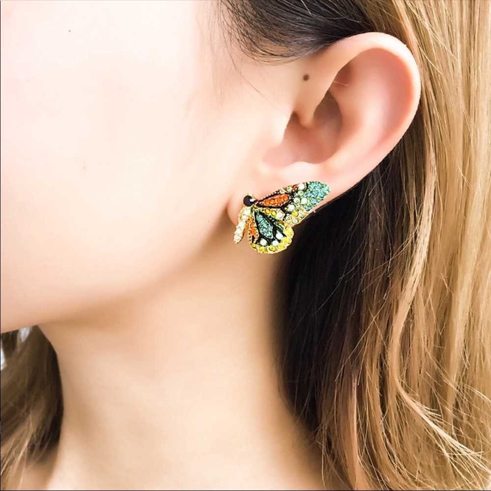 Crystal Butterfly Earrings - Picture 5 of 6
